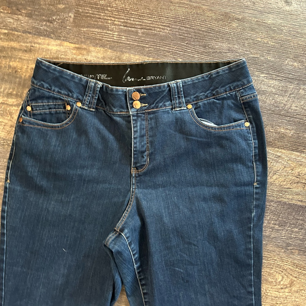 Lane Bryant Straight Leg Jeans Size 16 Avg Dark Wash Elastic Waist Tummy Control - Picture 2 of 10